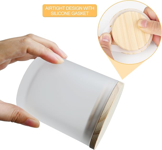 SHOWIN 10 OZ Thick Candle Jars for Making Candles 15 Pcs, Empty Jars with Wood Lids for Candle Making, Sample Container, Frosted White
