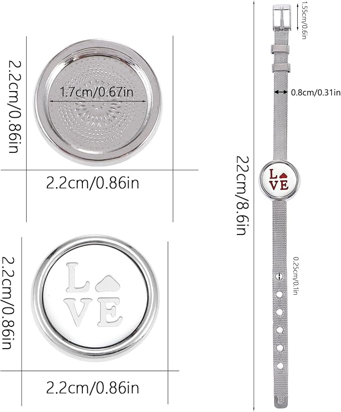 Essential Oil Diffuser Bracelet Aromatherapy Locket Adjustable Stainless Steel Love Watch Chain Bracelet with 10 Pcs Refill Pads for Women