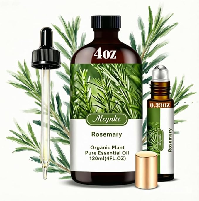 Rosemary Essential Oil, Rosemary Oil for Hair Care, Diffuser, Humidifier, Massage, DIY Soap, Candle, Cleaning, Focus, Gift Ready,Rosemary Fragrance Oil - MLYNKL Essential Oils (4.33 fl oz / 130ml)