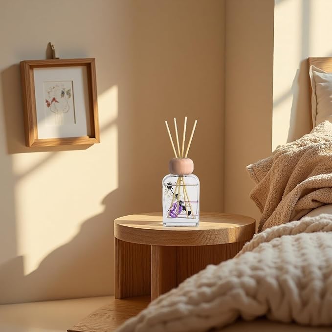 Reed Diffuser Set, 3.4 fl oz - Elegant Home Fragrance with Sticks - Long-Lasting Scented Oil Reed Diffuser for Bedroom, Bathroom Shelf Decor & Office (Dusty Lilac)