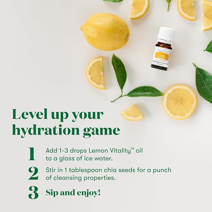 Young Living Vitality Lemon Essential Oil 5ml | Zesty & Refreshing Citrus Flavor for Culinary Delights | Enhance Dishes & Beverages with Bright, Invigorating Flavor