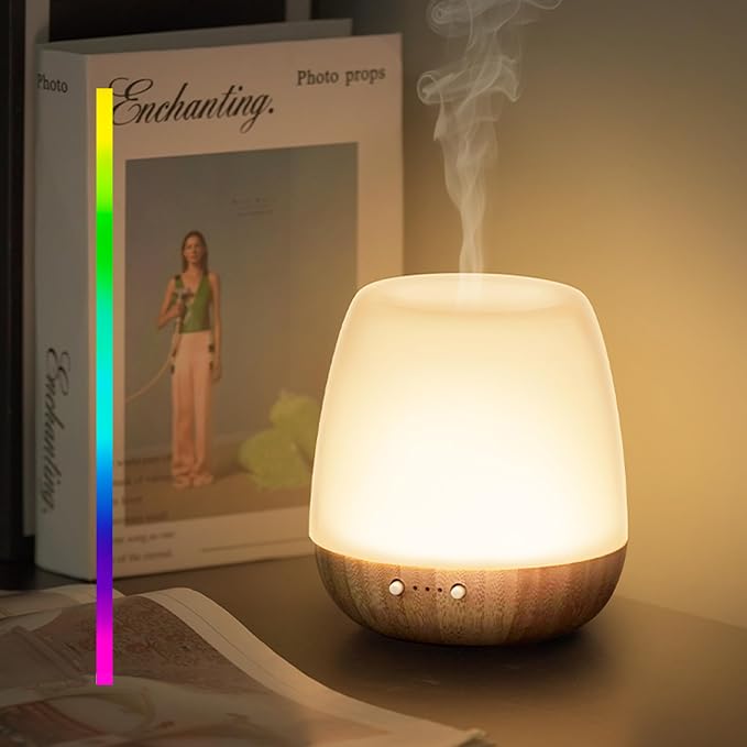 Essential Oil Diffuser - 2.4MHz Ultrasonic Glass & Bamboo Diffuser with Pulse/Continuous Mist & Night Light, Waterless Auto-Off, Silent Aroma Diffuser for Home, Office, Yoga, Spa, Gifts & Home Decor.