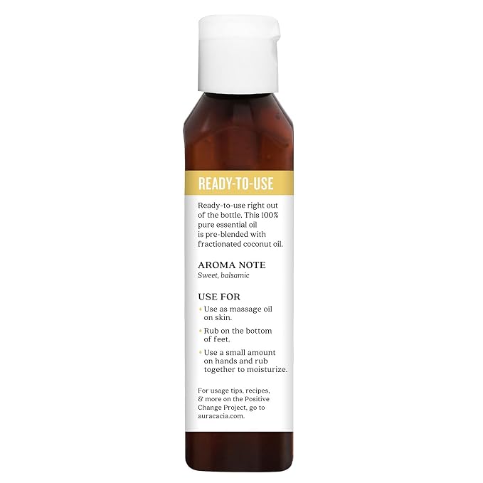 Aura Cacia Ready-to-Use Frankincense Essential Oil in Fractionated Coconut Oil, GC/MS Tested for Purity | 4 Fl Oz (Pack of 1)