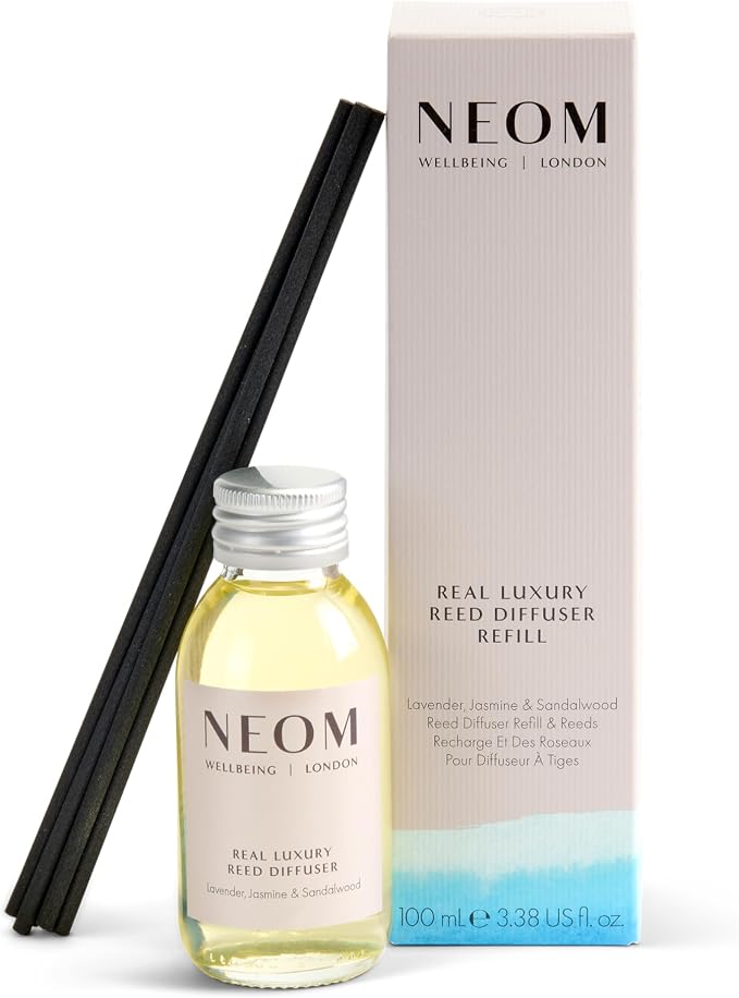 NEOM Real Luxury Reed Diffuser Refill,100ml | Lavender, Jasmine & Sandalwood I 100% Natural Fragrances I Last up to 12 Weeks