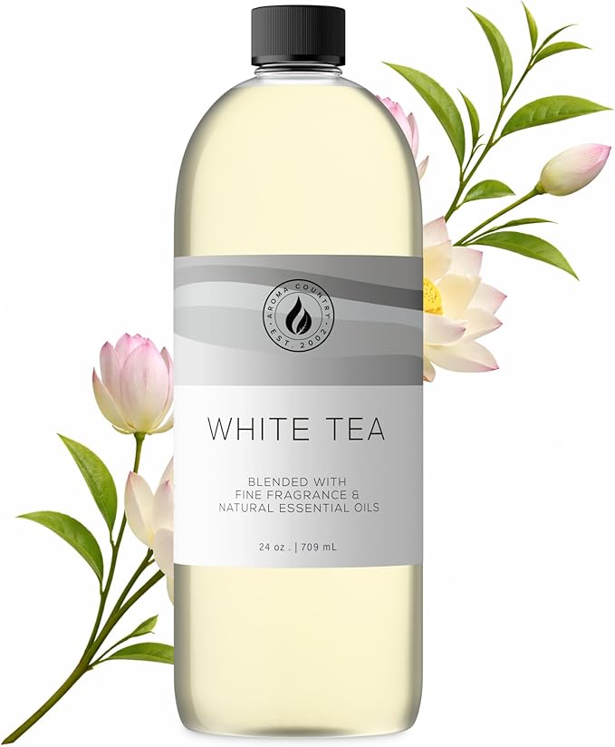 Aroma Country White Tea Diffuser Oil - Luxury Essential Oils for Diffuser Refill & Air Freshener Room Spray, Long-Lasting, Natural Home Fragrance and Hotel Scent for Diffusers & Machines (24 Fl. oz)