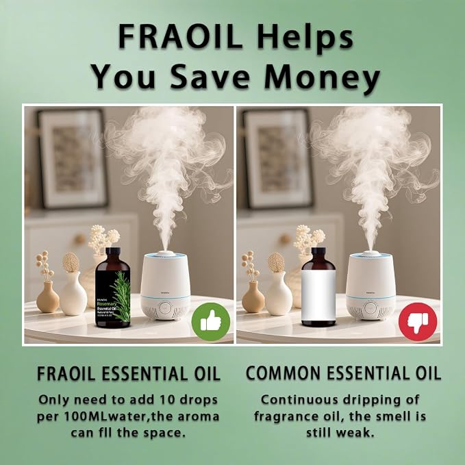 Rosemary Essential Oil, Rosemary Oil 4 Fl Oz 120ML for Diffuser Humidifier Yoga Cleaning DIY Candle Soap Making Perfume Gift Essential Oils FRAOIL (Rosemary 4 Fl Oz (Pack of 1))