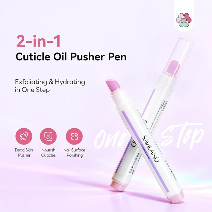SAVILAND Cuticle Remover Pen: Ceramic Cuticle Pusher & Oil Pen 4.5ml Nail Strengther & Growth Cuticle Oil Nail Care Pen for Hangnails Dry Damaged Nails Moisturize Strengthen Brighten 2PCS