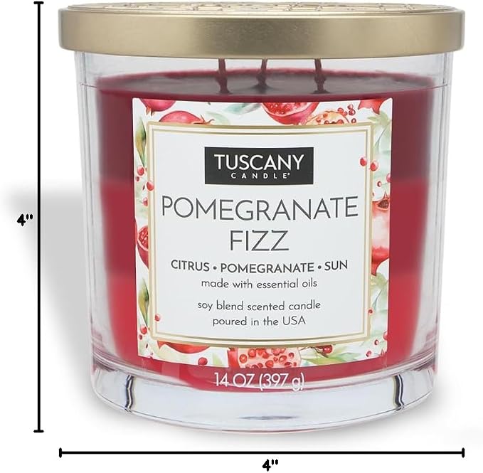 Tuscany Candle Pomegranate Fizz: Pomegranate & Sparkling Citrus Scented Candle, 14 oz