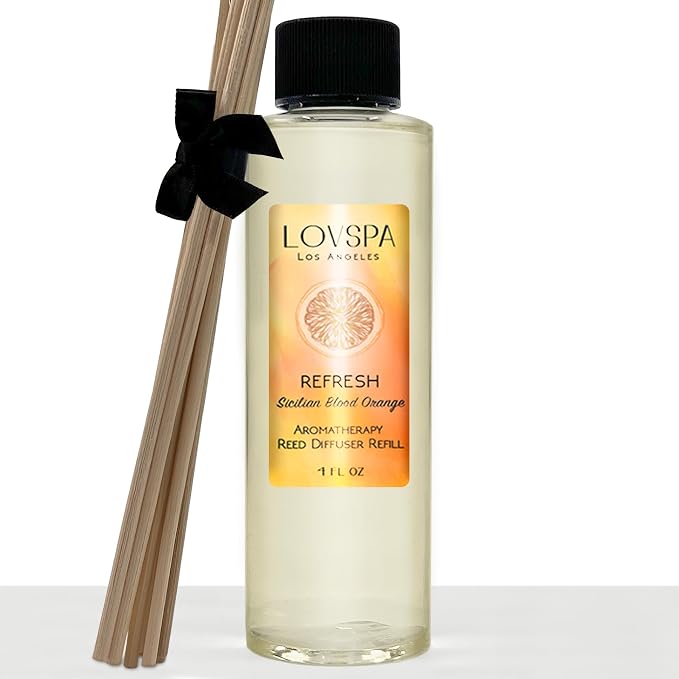 Refresh Sicilian Blood Orange Diffuser Oil - Luxury Essential Oils for Diffuser Refill & Air Freshener Room Spray - Natural Home Fragrance, Scented Oil for Diffusers, USA Made, 4oz