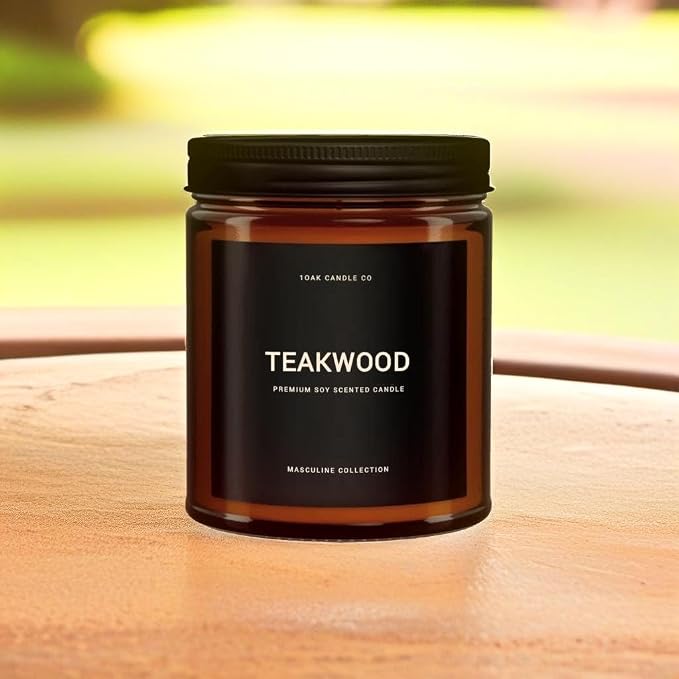 1OAK Scented Candles for Men - Teakwood Candle - Black Candle - Masculine Candles - Soy Wax, Long Burning Premium