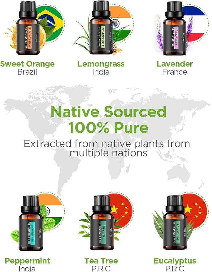 InnoGear Essential Oil Diffuser with Oils, 100ml Aromatherapy Diffuser with 6 Essential Oils Set, Aroma Cool Mist Humidifier Gift Set, Grey Wood Grain
