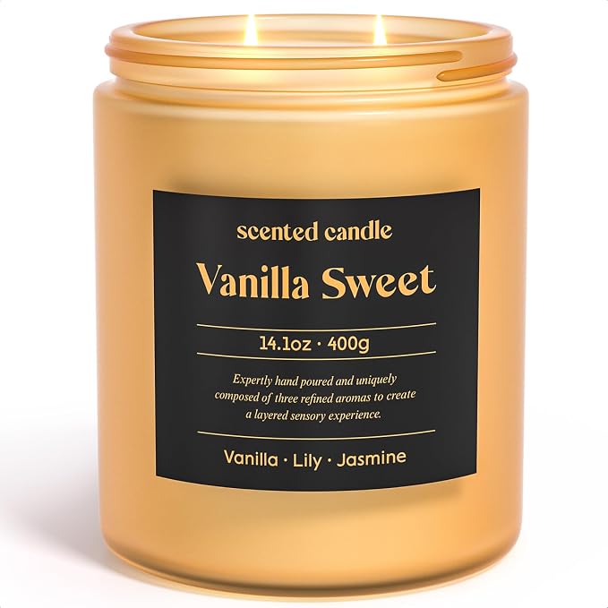 CHILLFLAME Vanilla Candle, 14.1 oz Scented Candles for Home, 2 Wicks Blended Scents Candles for Women and Men, Birthday Gifts for Women (Vanilla+Lily+Jasmine)