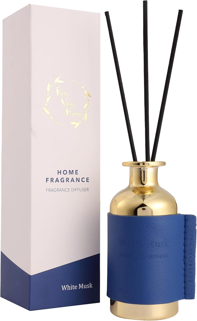 Reed Diffuser Set, White Musk / 2.7oz / Reed Diffusers for Home Fragrance – Natural Essential Oil Blend for Small Bathroom Decor, Aromatherapy Gift