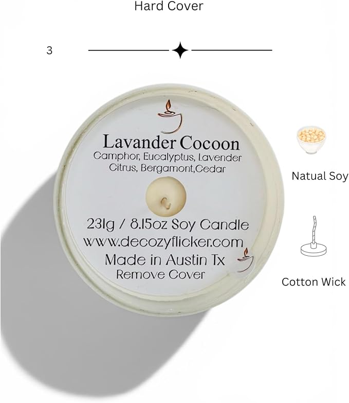 Lavender Cocoon | Tumbler White Scented Candle for Any Occasion | Long Lasting with 50 Hour Burn Time 8.15oz | Soy Candle | Cotton Wick