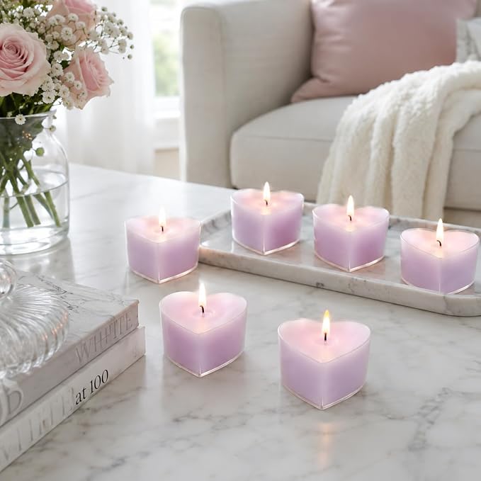 Purple Tea Lights Set of 24, Violet Scented Tealight Candles, Handmade Tea Candles, Long Burning Tealights for Romantic Wedding Home Decor Gift