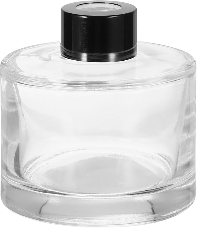 HARFINGTON 150ml/5oz Empty Glass Diffuser Bottle 3.1" x 3.1" Refillable Fragrance Accessories Aromatherapy Jar Container for Replacement Reed Diffuser DIY Home Bathroom Transparent