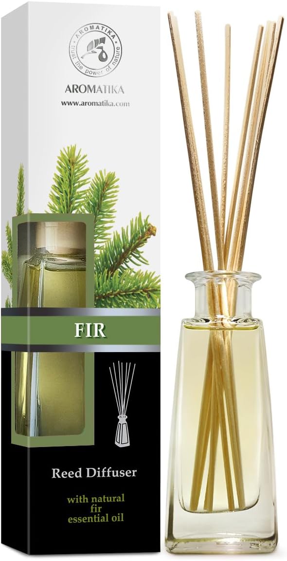 Pine Reed Diffuser 3.4 Fl Oz - Fresh & Long Lasting Coniferous Aroma - Pine Scented Diffuser - Home - Gift Set for Aromatherapy - Great Room Air Fresheners - Pine Tree Oil Diffuser
