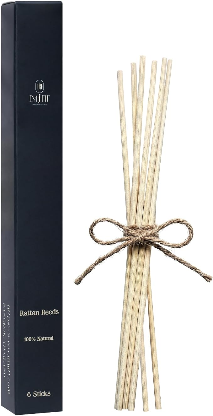 Diffuser Replacement Sticks - Aroma Reed Fragrance Sticks Refill for Home and Bathroom - Rattan Essential Oil Sticks for Scented Diffuser - 6 inch Diffuser Sticks (6pcs)