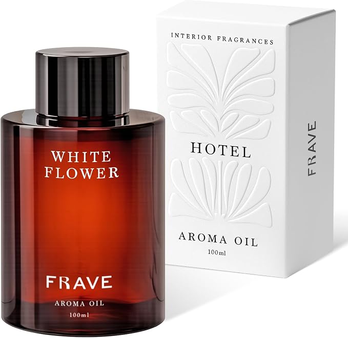 White Flower Hotel Diffuser Oil, 100ml, 3.38 oz Aroma Oil, Scent Inspired by a Morning in a White Rose Garden, Aromatherapy Refill Fragrance for Waterless Cold Air Diffusers, Home, Office, Hotel