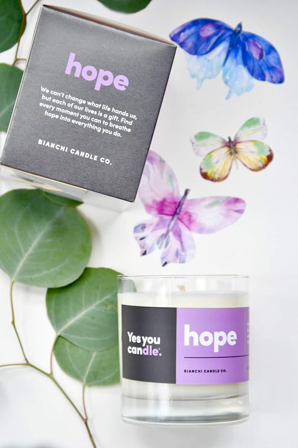 Yes You Candle - Hope, Inspirational 8oz Highly Scented Candle, Soy, Made in USA, Great Message, Pure Essential Oils, Perfect Gift, Aromatherapy, 100% Pure, Vanilla and Sandalwood