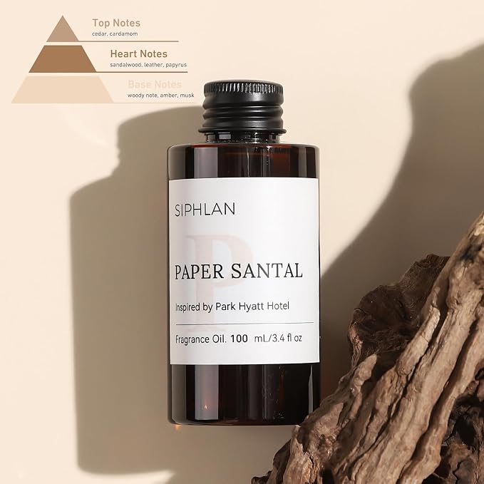 Paper Santal Hotel Collection Diffuser Oil – 100mL Luxury Aromatherapy Essential Oil for Diffusers & Waterless Diffusers – Premium Fragrance for Home & Office