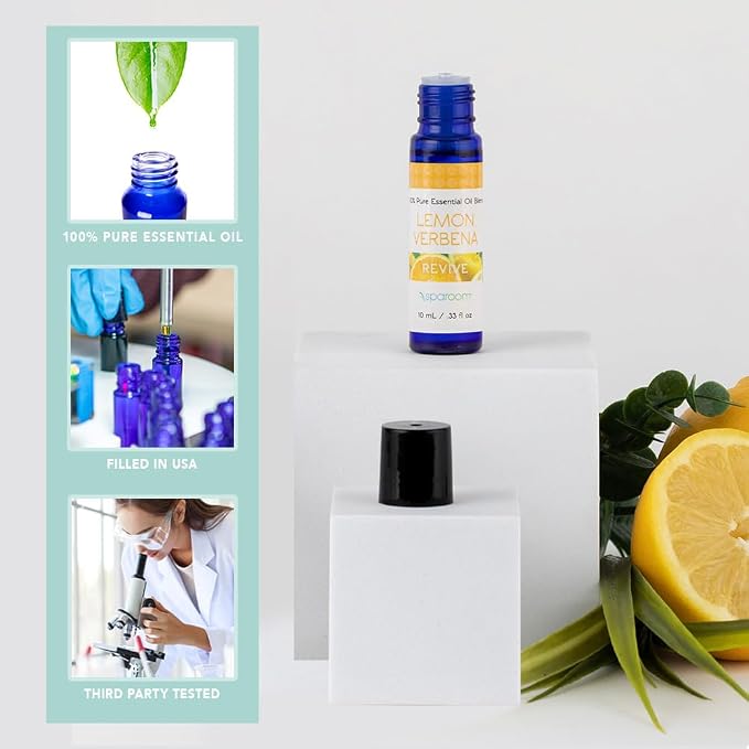 SpaRoom Aromatherapy 100% Pure Essential Oils for Diffusers and Air Freshners, Revive Lemon Verbena Blend, 10 mL