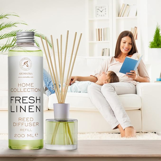 Reed Diffuser Refill Fresh Linen 6.8 Fl Oz (200ml) - Room Diffuser Refill - Home Fragrance - Scented Diffuser - Fresh Aroma - Room Fragrance - Scented Diffuser