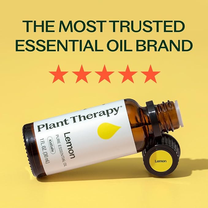 Plant Therapy Lemon Essential Oil for Diffuser 30 mL (1 oz) 100% Pure, Undiluted, Natural Aromatherapy, Lemon Oil for Skin & Cleaning, Therapeutic Grade