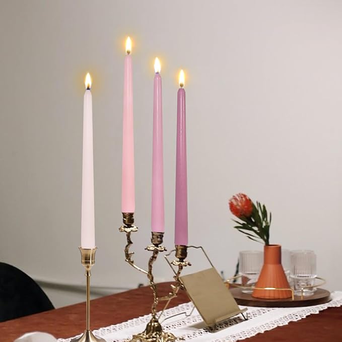 Candlesticks Long Taper Candle,Rose Scented 10 Inches Gradient Pink Candle Sticks Smokeless Tapered Candles for Home Décor Holiday Gifts