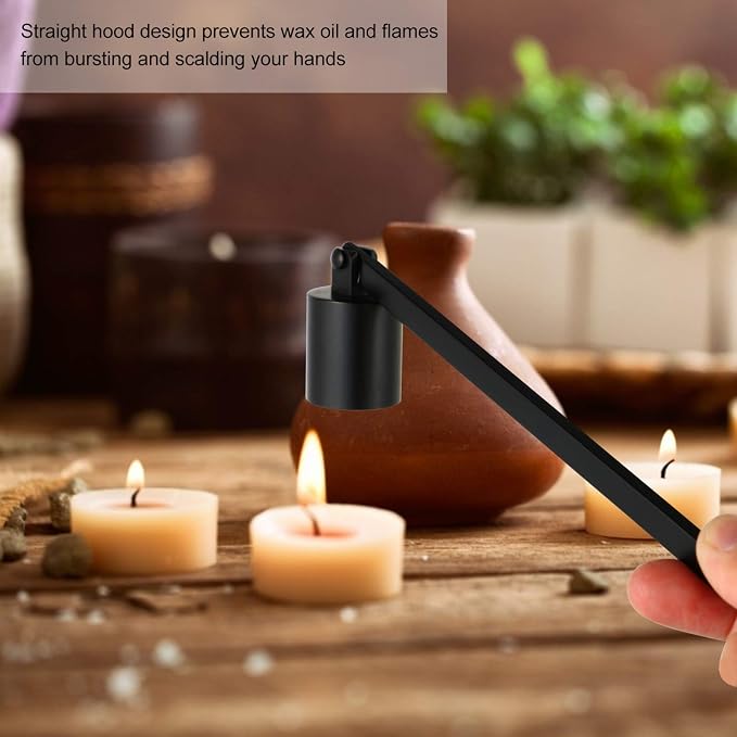 Milisten Candle Snuffer 6.69 Inch Matte Black Candle Extinguisher with Ergonomic Handle Slim Metal Accessory for Safe Flame Control at Home