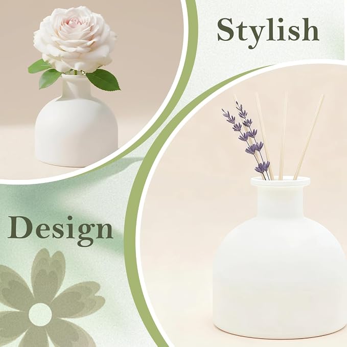 100ml 3.4oz Matte White Glass Diffuser Bottle Refillable Essential Oil Jar for Home Bathroom Office Aromatherapy Decor
