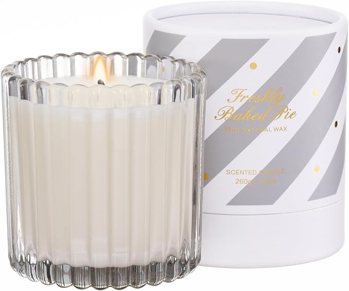 M&SENSE Fresh Baked Pie Soy Candles for Home Scented, Non Toxic Candles, 9.2oz Natural Organic Clean Burning Up to 60 Hours, Christmas Kitchen Decor Gifts for Women