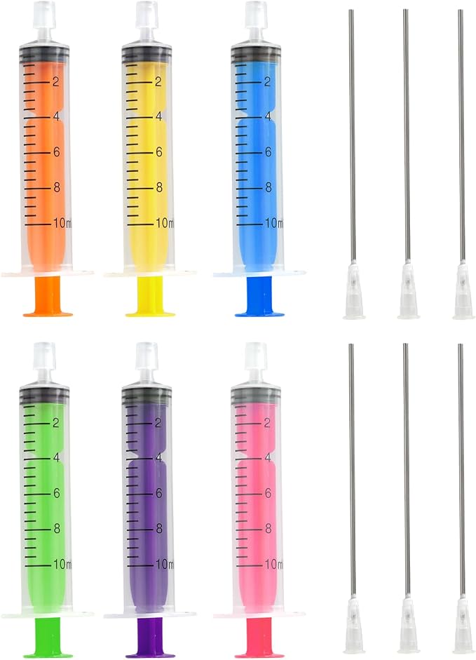 6 Pack-10ml Plastic Perfume Syringe Extracto Decanter Kit with Blunt Stainless Needle Tip, Suitable for Perfume、Ink、Pen、Printer Filling, Refillable Liquid Dispensing and Measuring.