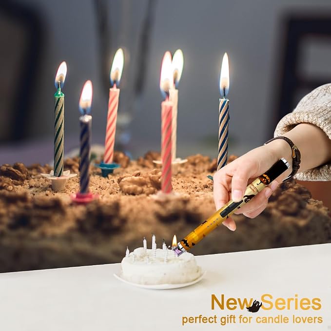 SUPRUS Electric Candle Lighter USB Type C Rechargeable Lighter with Upgraded LED Battery Display Safety Switch Flameless Plasma Windproof for Candle Cooking BBQs Fireworks (Halloween)