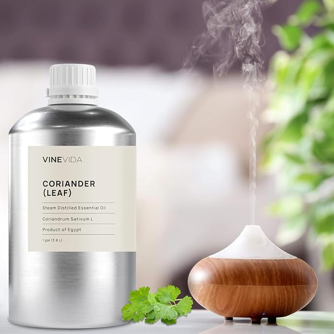 VINEVIDA Coriander (Leaf) Essential Oil - Gallon Coriander (Leaf) Oil Undiluted - Bulk Gallon Essential Oil for Soap Making Safe for Skin - DIY Candle Scents for Candlemaking Scents - 8 lbs