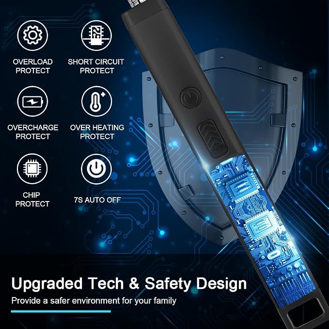ARECTECH Candle Electric Lighter Rechargeable USB Arc Lighter for Candle Camping Fireworks Christmas Birthday Gifts with LED Light for Men Women Black