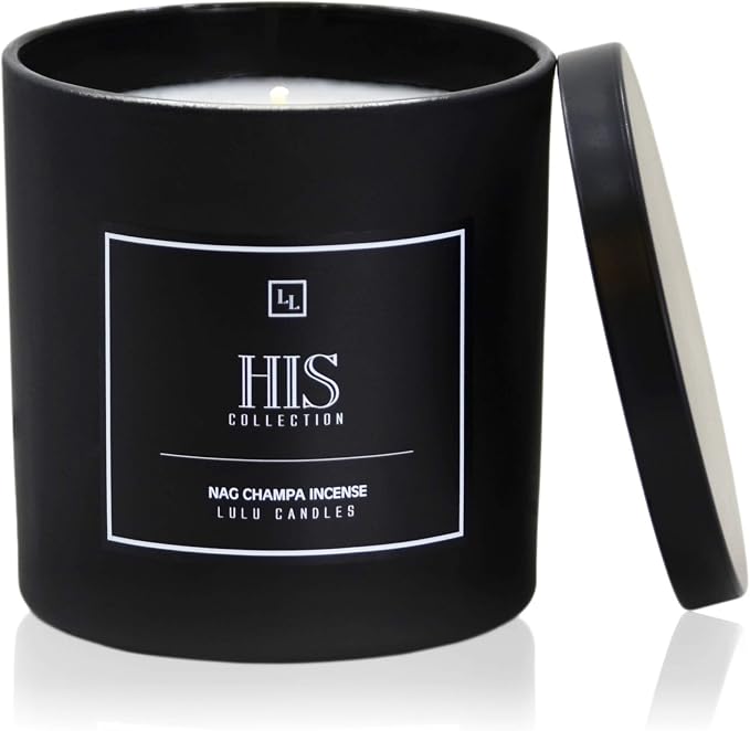 Lulu Candles | Nag Champa - Indian Incense - His Collection | Luxury Scented Soy Jar Candle | Hand Poured in The USA | Highly Scented & Long Lasting- 9 Oz.