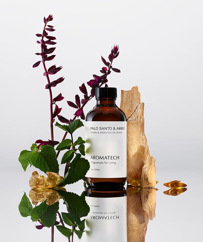 AromaTech Palo Santo & Amber Premium Aroma Oil – Grounding & Inspiring Home Fragrance with Notes of Clary Sage & Lavandin for Scent Diffusers, Cold-Air and UltraSonic Scent Machines (10 mL)