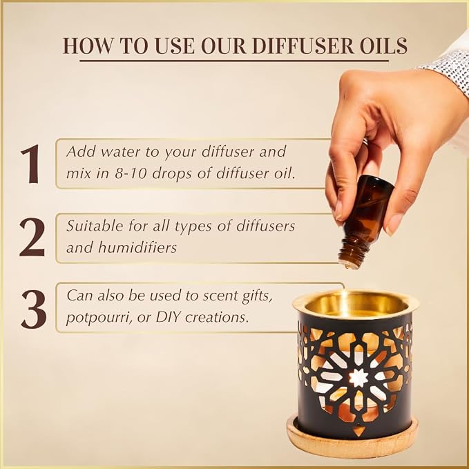 Arabic Oud Diffuser Oil Set, Essential Oils by Dukhni | 3 x 10ml Oudh Oil Gift Set for Diffuser & humidifier | 100% Pure Halal Oils | Relax with Home Aromatherapy, for Relaxation & Massage