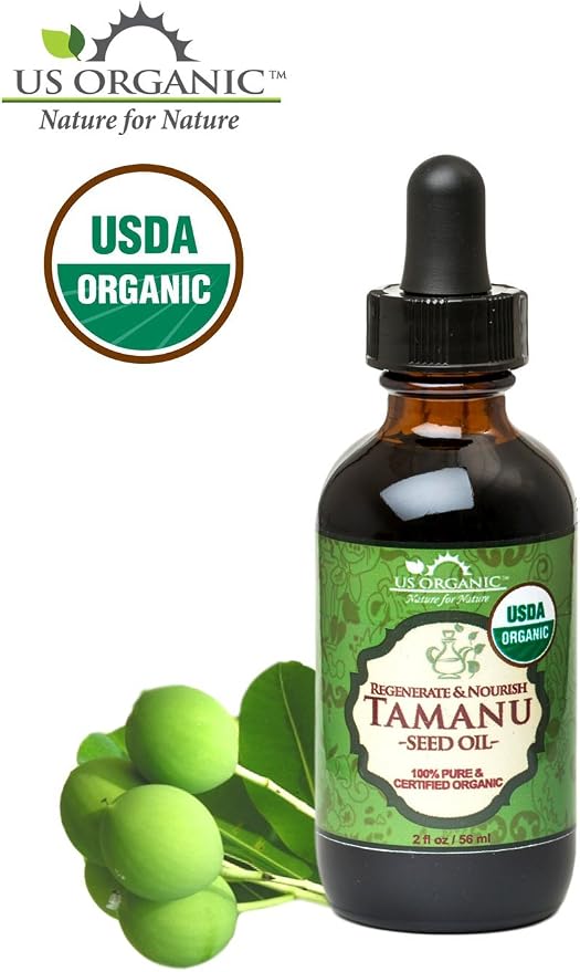 US Organic Tamanu Oil, USDA Certified Organic, 100% Pure Virgin Cold Pressed Unrefined, Dark Green Color, Sourced from Southeast Asia_Improved cap_2oz (56 ml)