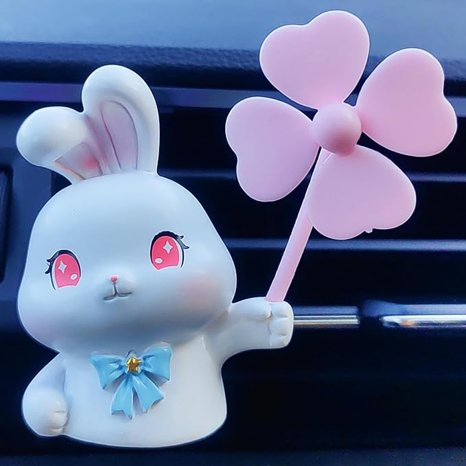 Cute Car Air Freshener Vent Clips, 3D Animal with Mini Fan Diffuser Vent Clip, Air Conditioning Decoration Car Accessories for Women and Men