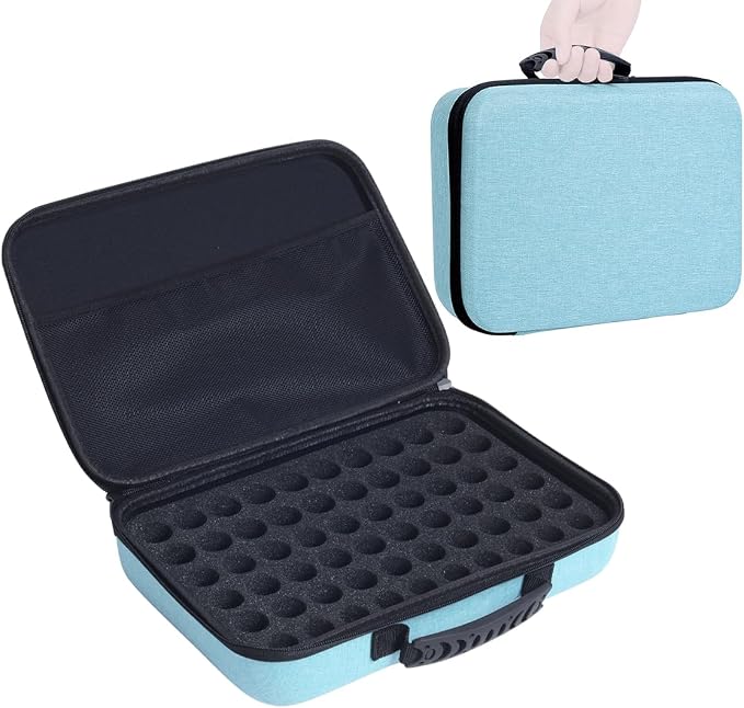 Essential Oils Carrying Case Holds 60 Bottles with Detachable Pad, Sky Blue