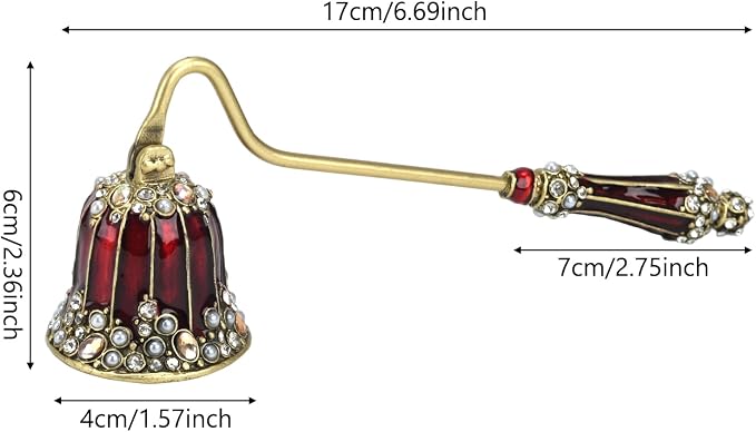 Vintage Candle Snuffer Decorative Royal-Style Candle Flame Extinguisher Tool to Put Out Candle Flame Safely and Stylishly, 7.2 x 2.75 x 1.55 Inches (Red)