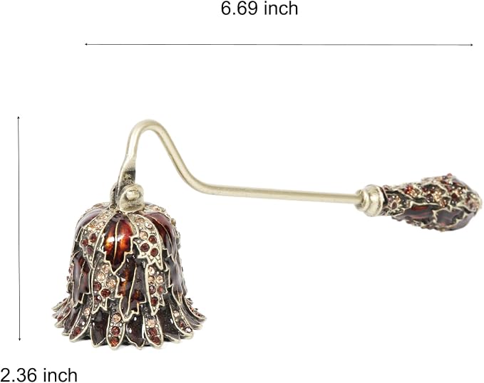 Gold and White Decorative Candle Snuffer with Bell Design and Rhinestone Accents (Burgundy with Gold)