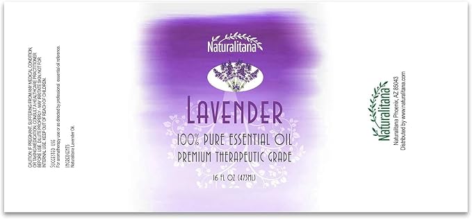 Naturalitana Lavender Essential Oil Pure Essential Aromatherapy Oil for Diffuser, Soap, Bath Bombs, Candles, and Soap Making (16oz)
