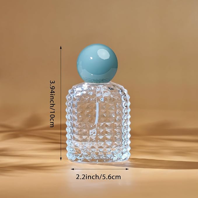 50ml/1.7 Oz Glass Spray Bottle Perfume Atomizer,Vintage Glass Perfume Travel Refillable Spray Bottle Empty with 3 Kinds of Dispenser (Blue)