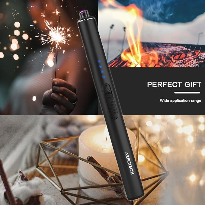 ARECTECH Electric Candle Rechargeable Lighter Arc Plasma Lighters for Candle Kitchen Camping Christmas Type-C Black