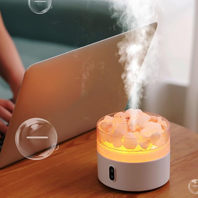 Salt Stone Lamp Diffuser Humidifier, 7 Colorful Light Intelligent Aromatherapy Mist Humidify Machine USE Charging Suitable for Office Desktop Home Bedroom Car
