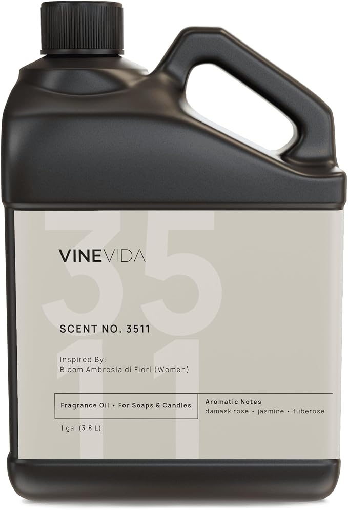 VINEVIDA Scent NO. 3511 Fragrance Oil - 1 Gallon (8lbs) - Inspired by: Bloom Ambrosia di Fiori (Women) Fragrance Oil for Candle Making - Made in USA Candle Scents Scents for Soap Making