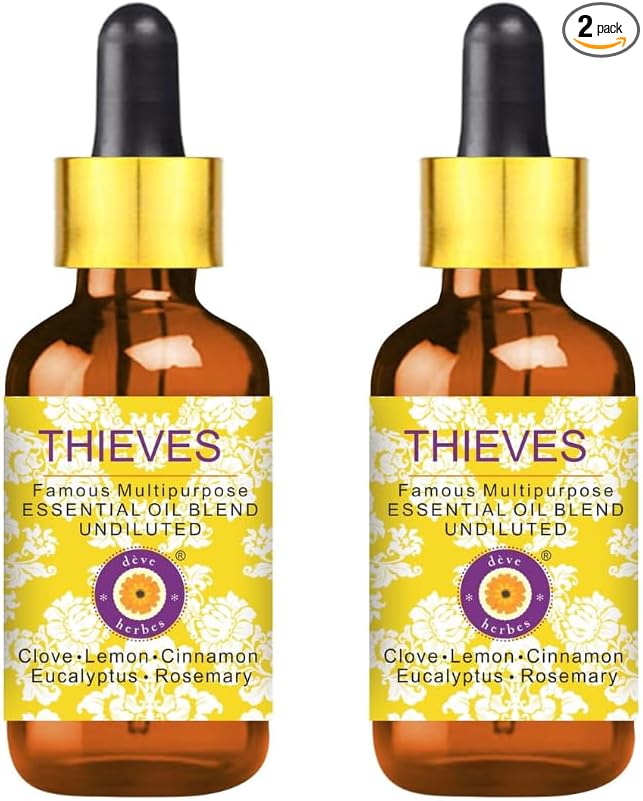 Deve Herbes Thieves Multipurpose Undiluted Essential Oil Blend with Glass Dropper (Pack of Two) 30ml X 2